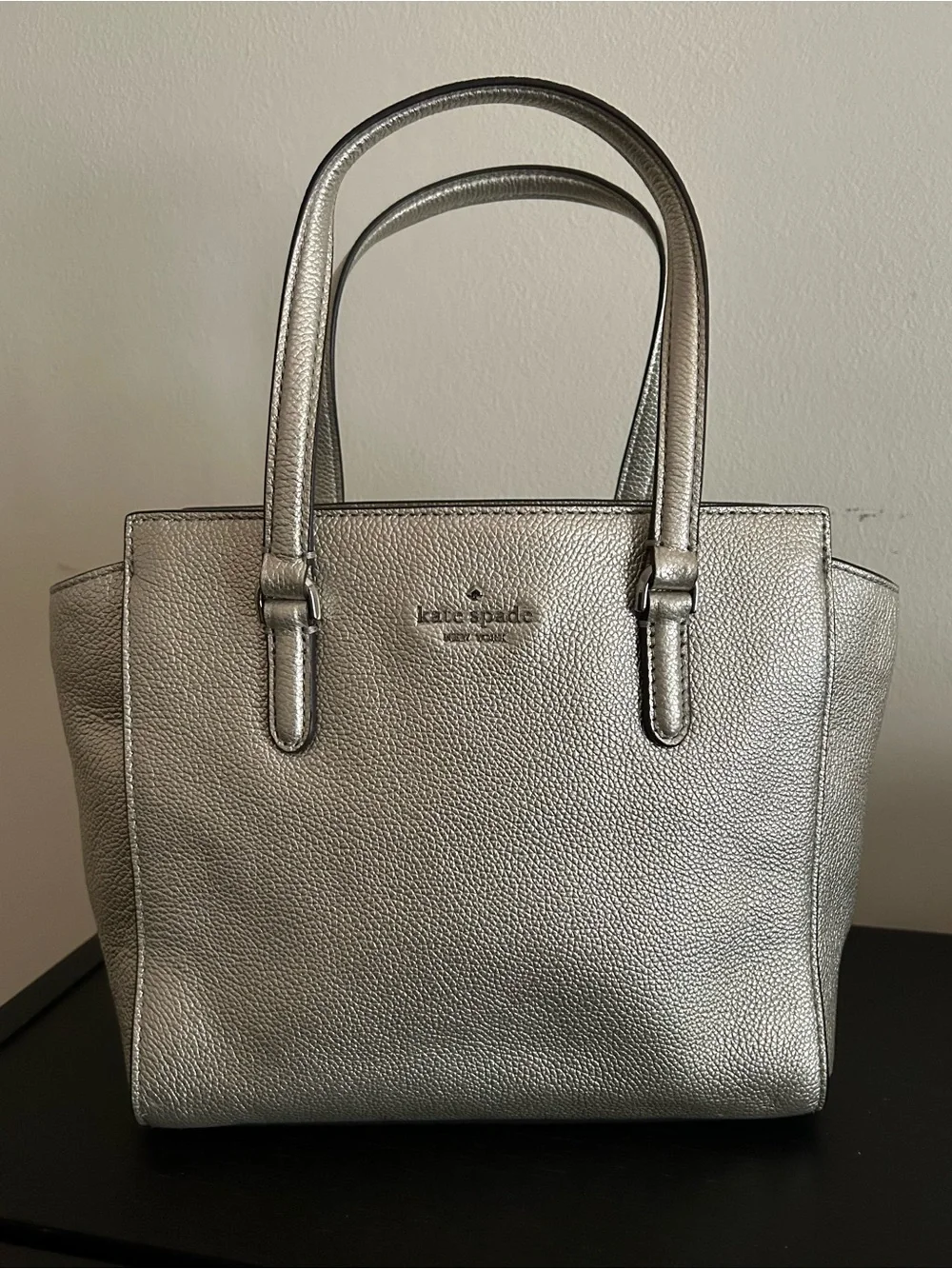 Kate Spade Patterson Drive Metallic Champagne Pebbled Leather Bag w/ Strap